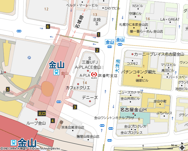 六番町支店付近の地図